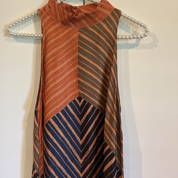 Anthropologie FARM RIO Geometric Halter‎ Maxi Dress Size XS Silky Earth Tones - Picture 5 of 14